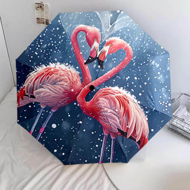 1 шт. Автоматический складной зонт - милый розовый узор, Портативный и складной дизайн с 8 спицами, Рождественские и Новогодние подарки