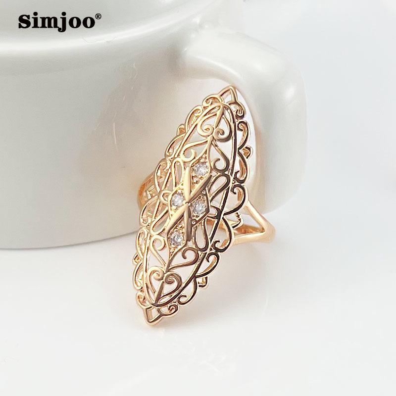 SIMJOO Кольцо из розового золота с модным дизайном и геометрическим цирконием