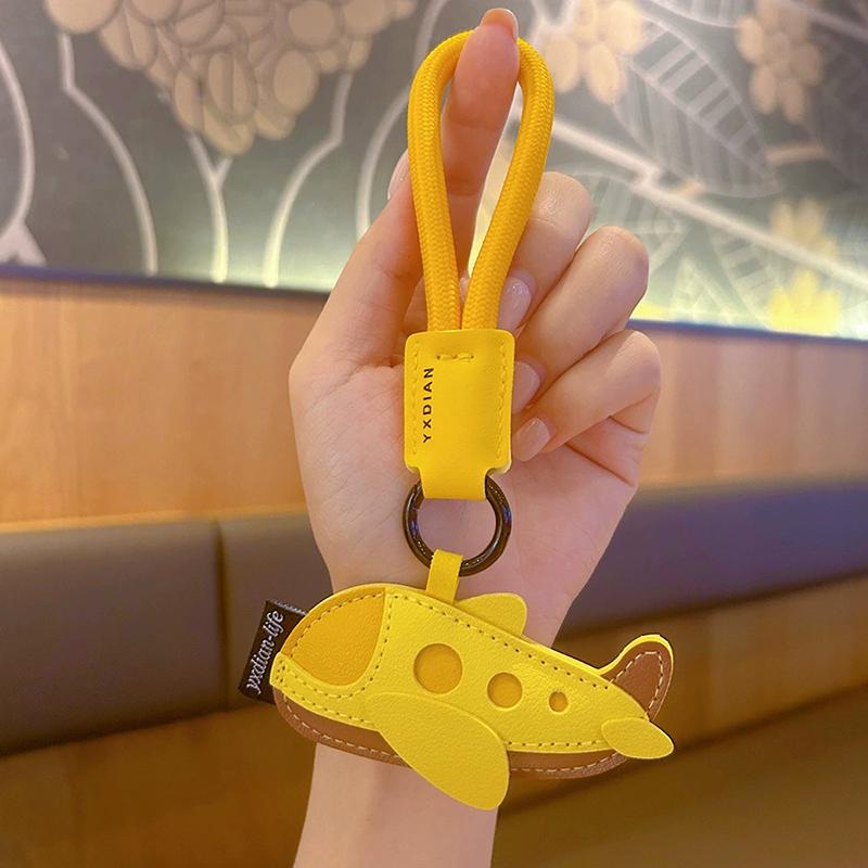 Креативный кожаный брелок для ключей, милый мультяшный самолет и автобус, кольцо для ключей, роскошный держатель для ключей от автомобиля, ручной работы, шарм для сумки, подвеска для подарка