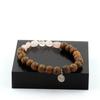 Stones and Minerals. Brazilian Rose Quartz Bracelet + 8 Mm Wooden Beads. Made In France.