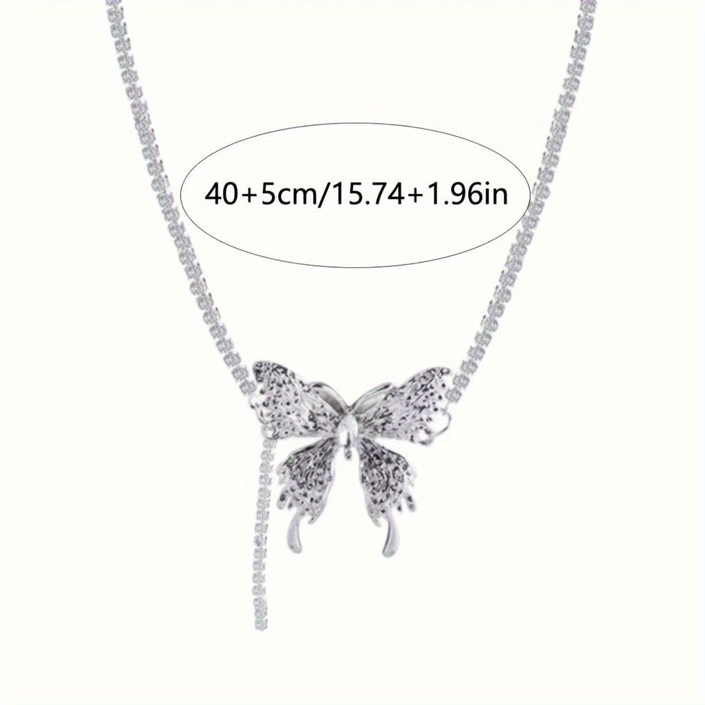 1pc Elegant Y2K Style Butterfly Pendant Rhinestone Necklace for Women Sparkling Chain Jewelry for Daily Wear & Party Accessories