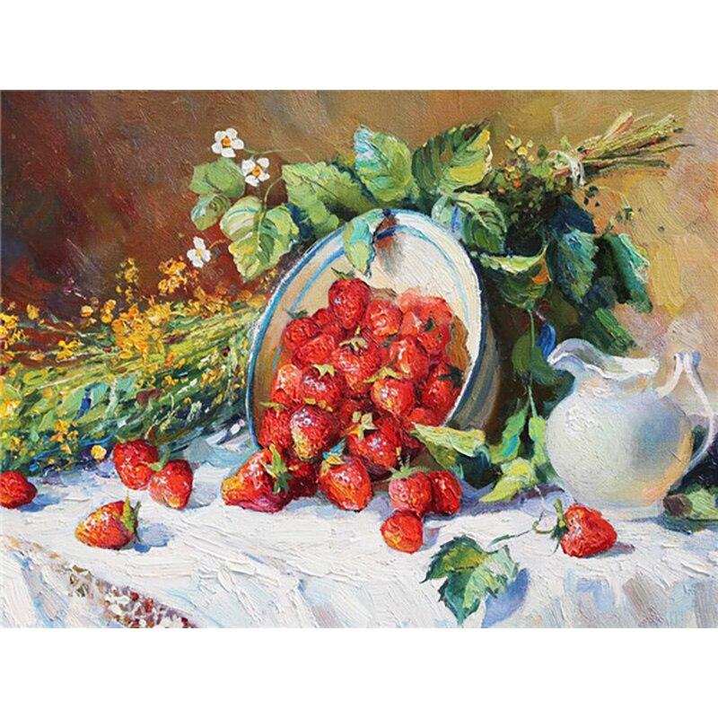 New Painting 5d Diy Diamond Strawberry Diamond Embroidery Daisy Cross Stitch Crafts Full Round Drill Home Decor Art Gift