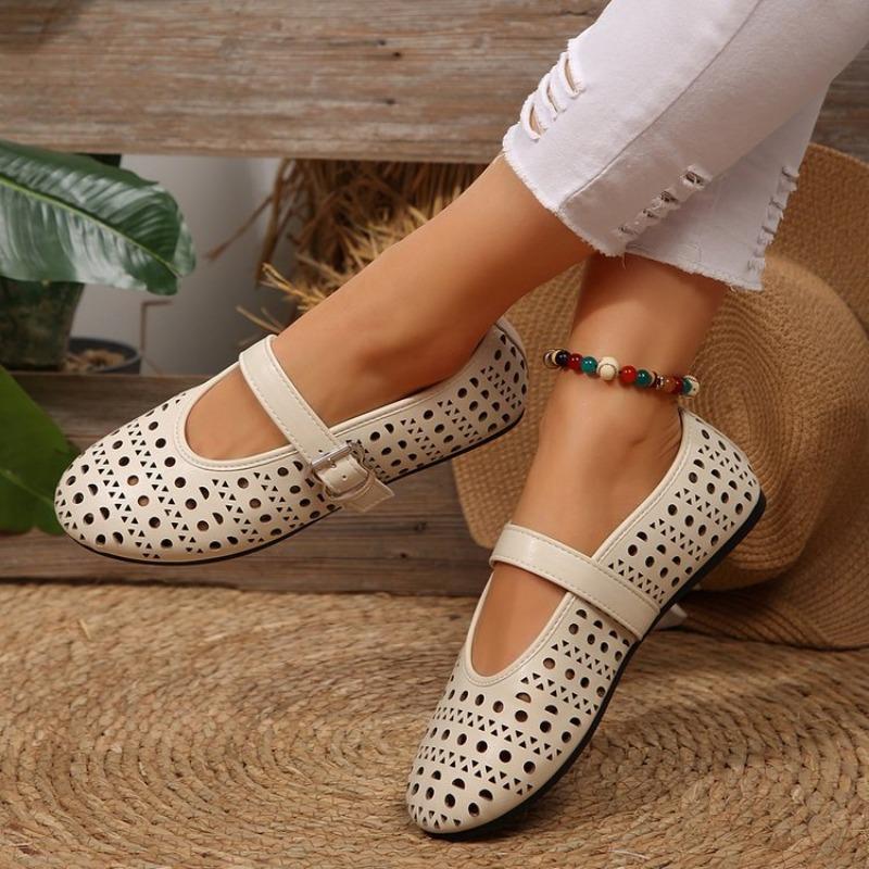 Женские кожаные балетки с перфорацией большого размера, минималистичный дизайн, обувь Мэри Джейн, весна
