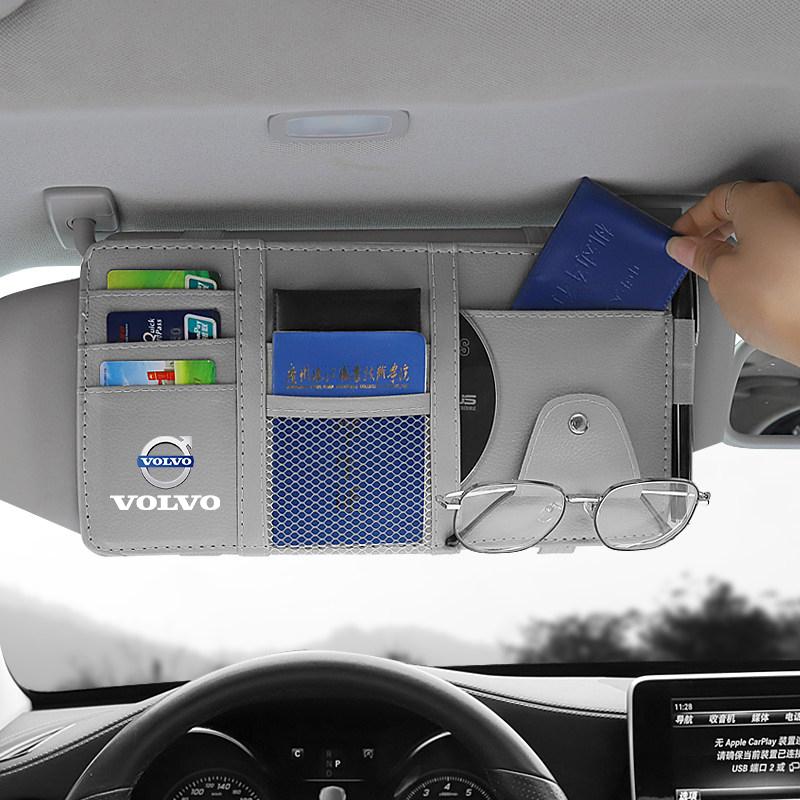 Car Sunshade Storage Bag Multifunctional Glasses Clip Box For Volvo Xc60 Xc90 V40 V60 S60 V50 V90 S80 C40 XC40 V70 XC70 C30 C70
