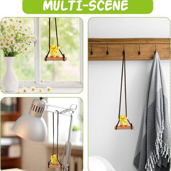 Yousheng Swing Duck Pendant Car Rearview Mirror Ornament Cute Animated Car Interior Decor Plastic Bag Charm Keychain