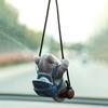 Resin Cat Pendant Swinging Kitten Hanging Figurine Car Rearview Mirror Decoration with Adjustable Lanyard Gift for Cat Lovers
