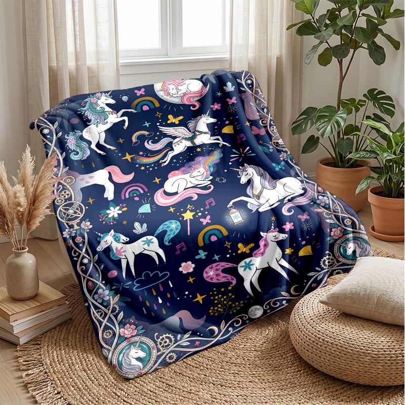 Fantasy Unicorn Adventure Theme blanket Lightweight Warm Flannel Blanket Decorative Throw Blanket for Home Decoration