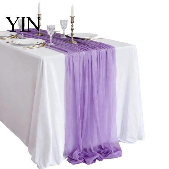 Soft Table Runner Sheer Flowing Runner, Chiffon Wedding Elegant Solid Color Spill Resistant for Dining Home Bridal Shower Party Decor Sophisticated