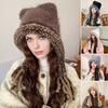 Женская шапка с дизайном медвежьих ушек, утолщенная плюшевая шапка для защиты ушей, для катания на лыжах, кемпинга, путешествий, осенне-зимняя головная одежда