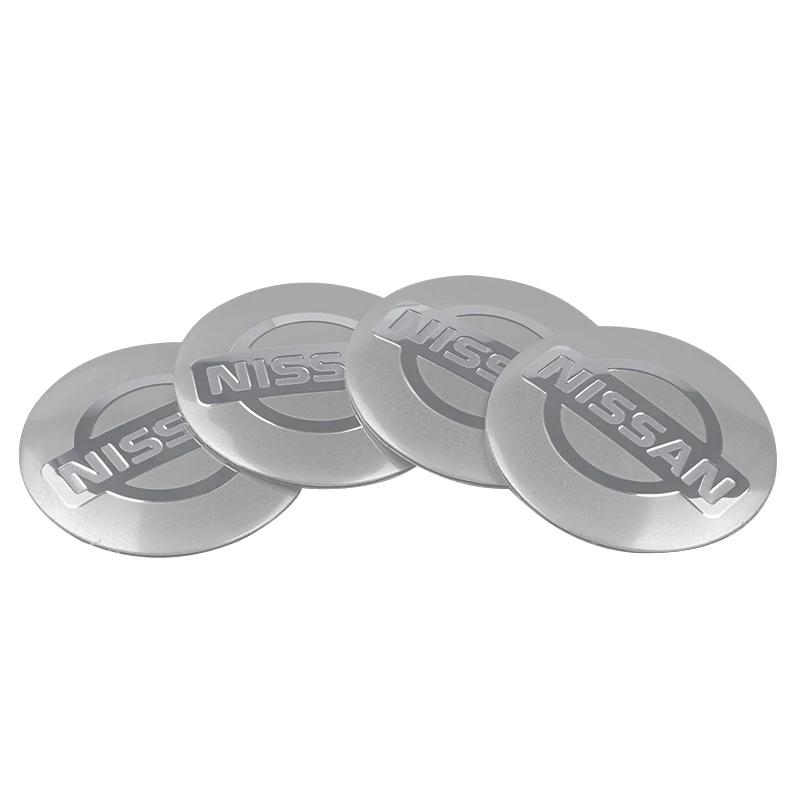 For Nissan ArR44pcs/set 56mm Car Wheel Center Hub Caps Stickers For Nissan Tiida Nismo Teana GTR 350Z 240SX 370Z Versa Almera Auto Dekoration