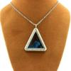 Stones and Minerals. Raw Neon Blue Apatite Necklace. Triangle Model.