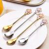 Cherry Blossoms Coffee Dessert Spoon Long Handle Ice Spoon Tableware Decoration Tea Spoon Coffee
