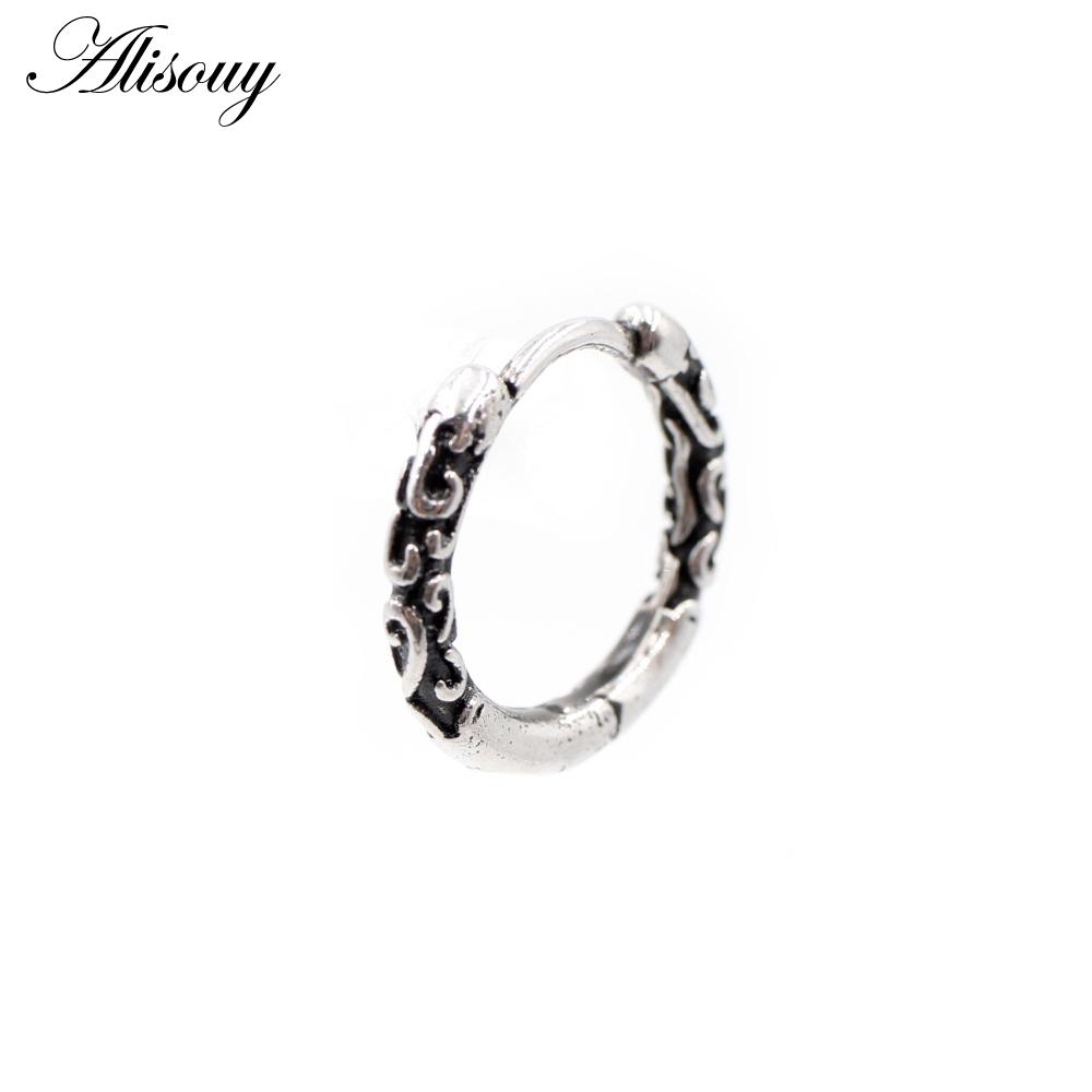 Alisouy 1 шт., серьги-кольца в стиле панк, готики, из нержавеющей стали, простые круглые серьги-кольца, рок-ролл, мужские и женские ювелирные изделия в стиле хип-хоп