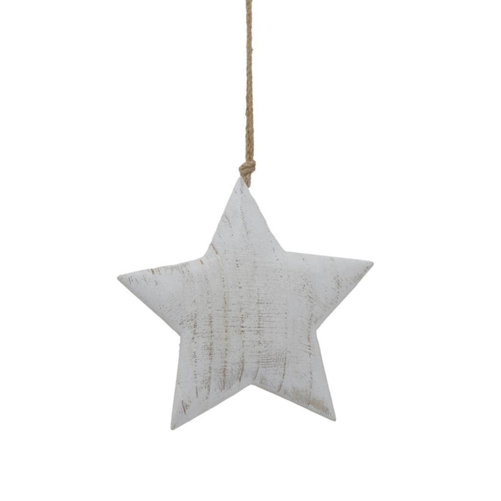 Hill Interiors White Washed Star Christmas Hanging Decoration
