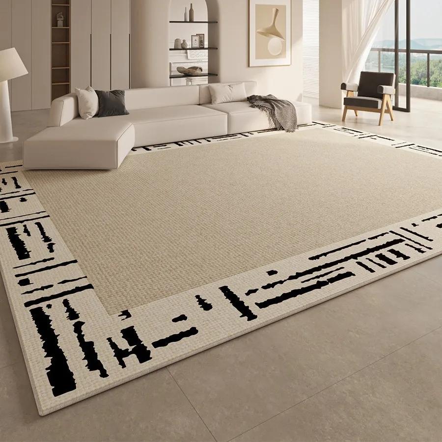 Soft Shaggy Cream Living Room Rug Non-Slip Backing Stain-Resistant Easy Clean Large Area Carpet for Sofa Bedside