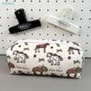 Cute Horse Print Pencil Case – Canvas Zipper Pouch For Stationery Cosmetics  Daily Essentials
