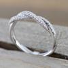 Fashion Twist Rings for Women Silver Color Band White CZ Simple Stylish Girls Accessories Party Daily Versatile Jewelry