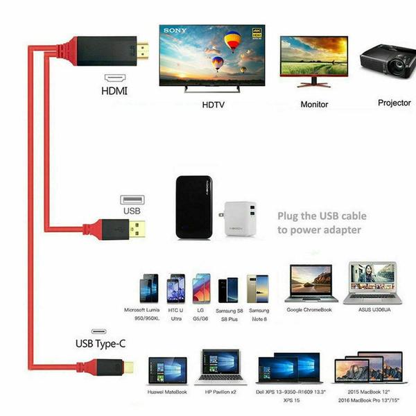 Usb 3.1 Type C в HDMI-кабель-адаптер-переходник 2M Hd 1080P 4K HdTV-сплиттер-кабель для Samsung Galaxy S10/9/8, телефон, проектор, телевизор