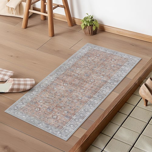 HAOCOO Washable Persian-Style Indoor Doormat, 45x120cm, Suitable for All Seasons, Small, Fluffy Bath Mat, Stylish, Non-Slip, Absorbent, Soundproof, Ou
