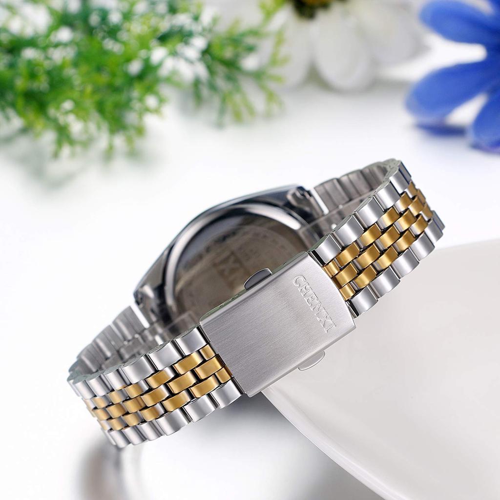 Часы JEWELRYWE 3ATM Водонепроницаемые Календарь Светящиеся Аналоговые Японские Кварцевые Ремень Из Нержавеющей Стали Модный Аксессуар Золотые Мужские Мужские