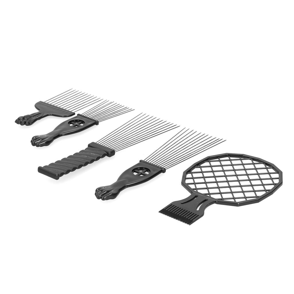 5pcs Stainless Steel Afro African Hair Pick Comb Twist Comb Set Hair Styling Tool