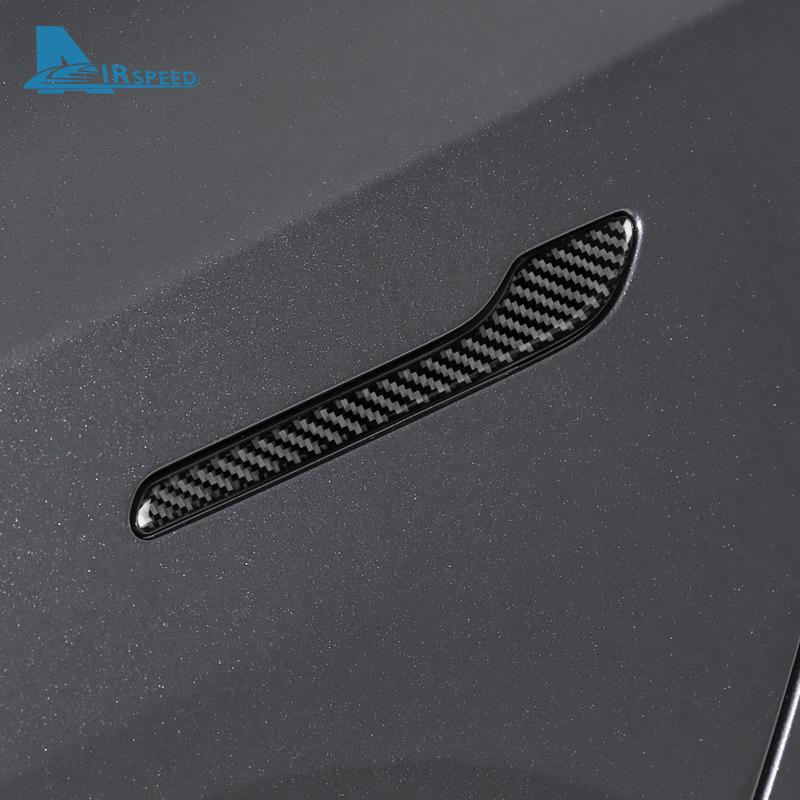 4PCS Real Soft Carbon Fiber Door Handle Trim Sticker For Tesla Model 3 Model Y - Highland 2024 Juniper 2025 Accessories