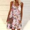 Women Flower Hundred Flowers Printed Mini Dress Sleeveless Party Dress Summer Beach Dress Sundress