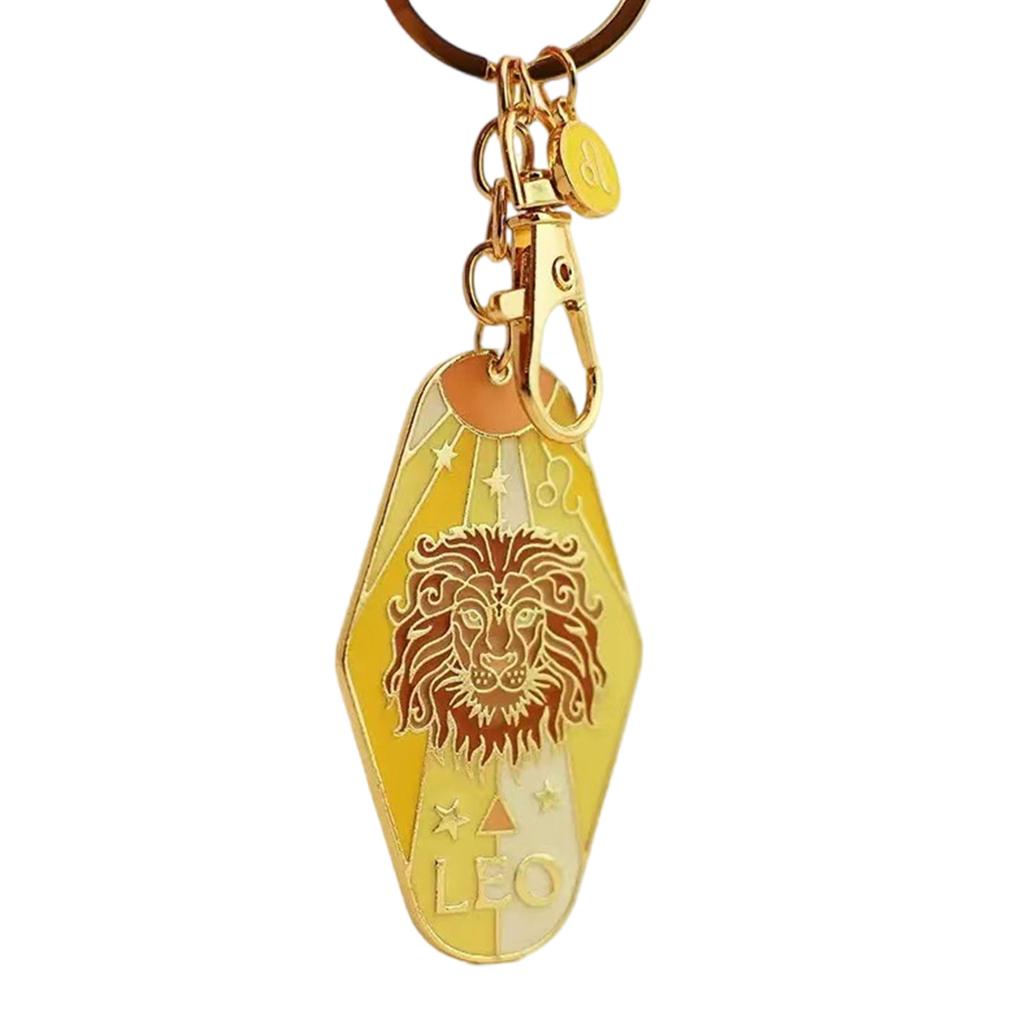 Chinese 12 Constellation Alloy Keychain Enamel Hanging Carabiner For Bag Decoration Birthday Gift Rustproof Metal Charm