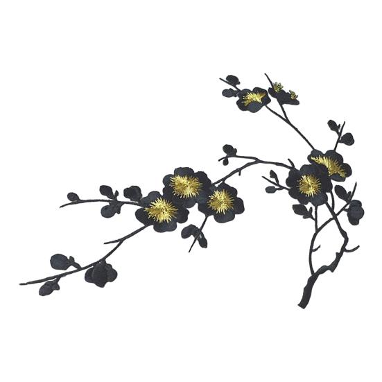 Cherry Blossom Iron-On Patch Blossom Plum Applique Patch Embroidered Flower Vines DIY Trim for Jeans Garment Women Clothing Jacket Backpack
