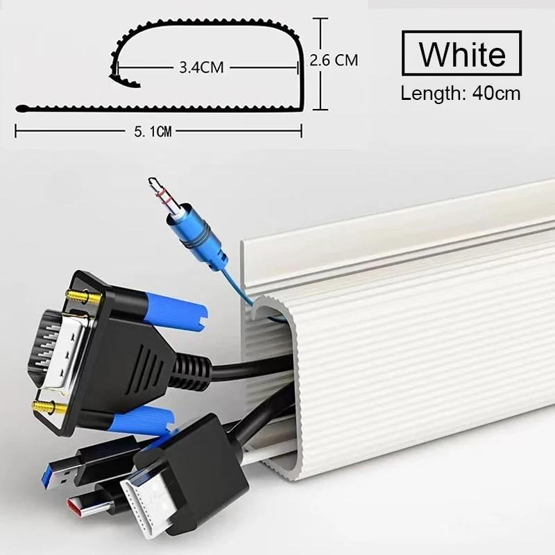 1pc 40cm/15.74in Self-Adhesive Cord Cable Organizer table wire trough Cord Cover Channel Cabled Raceway