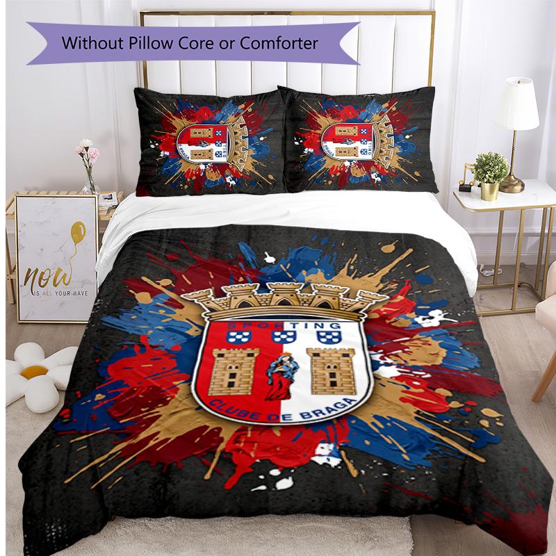 Braga FC Printed 3PCS Bedding Set Breathable Duvet Cover with Pillowcases Decorative Bed Linen for Bedroom Home