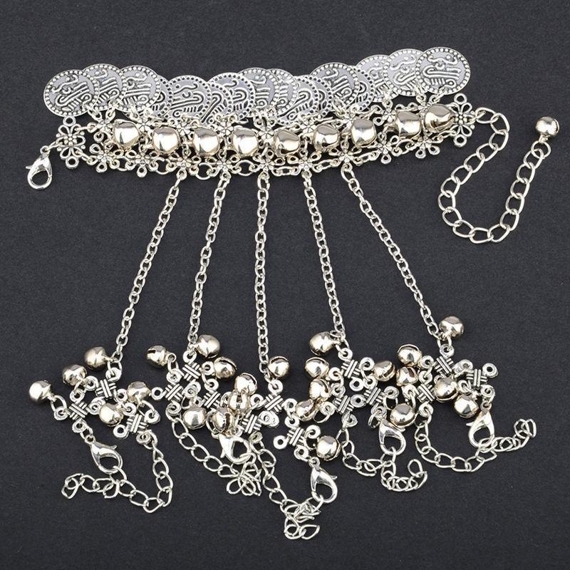 Ретро браслет Национальный браслет с монетой на палец и кисточкой для танцев с колокольчиком