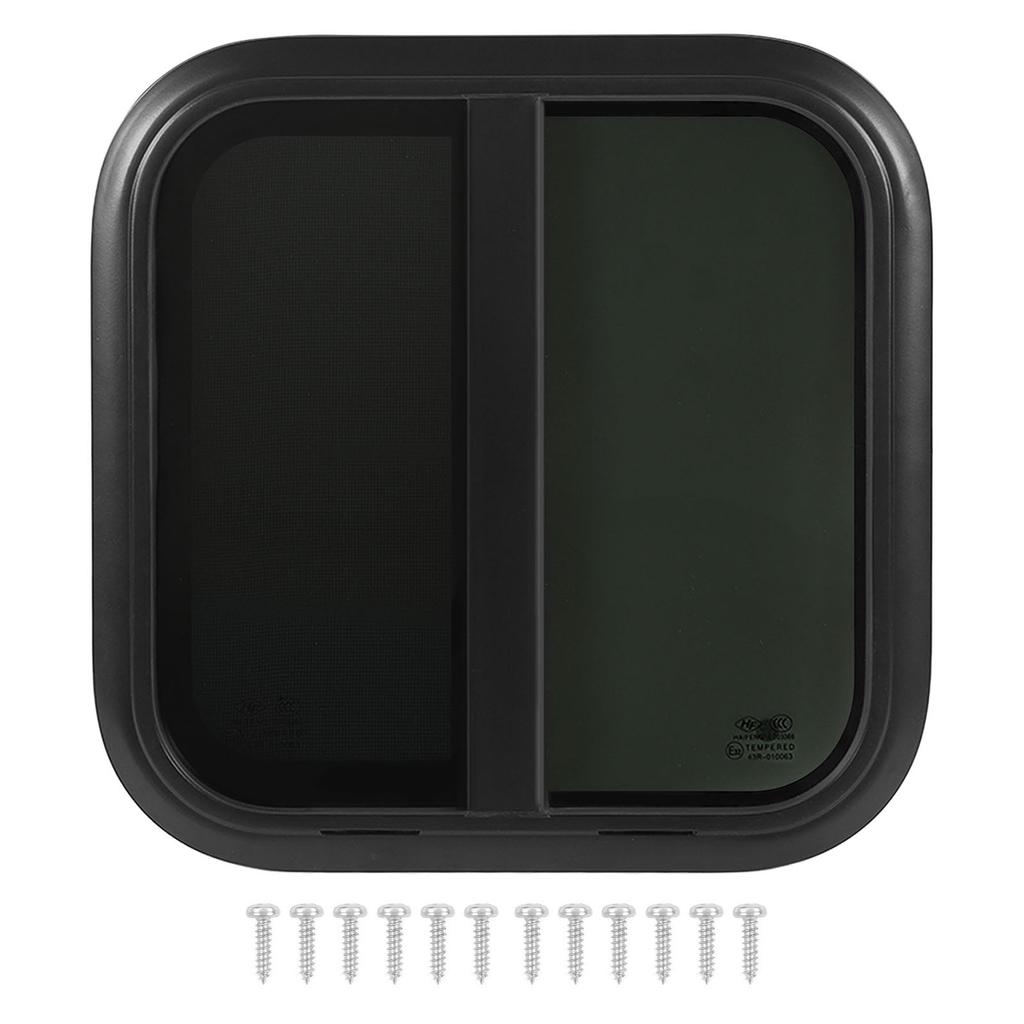 L500 H500mm RV Sliding Window Tempered Glass Anti UV Movable Insect Net Aluminum Alloy Frame for Trailer Marine Camper