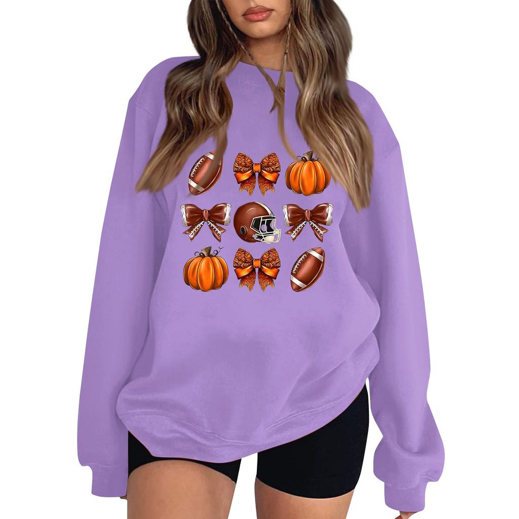 Women's Round Neck Long Sleeve Pullover Halloween Printed Top Sweatshirt