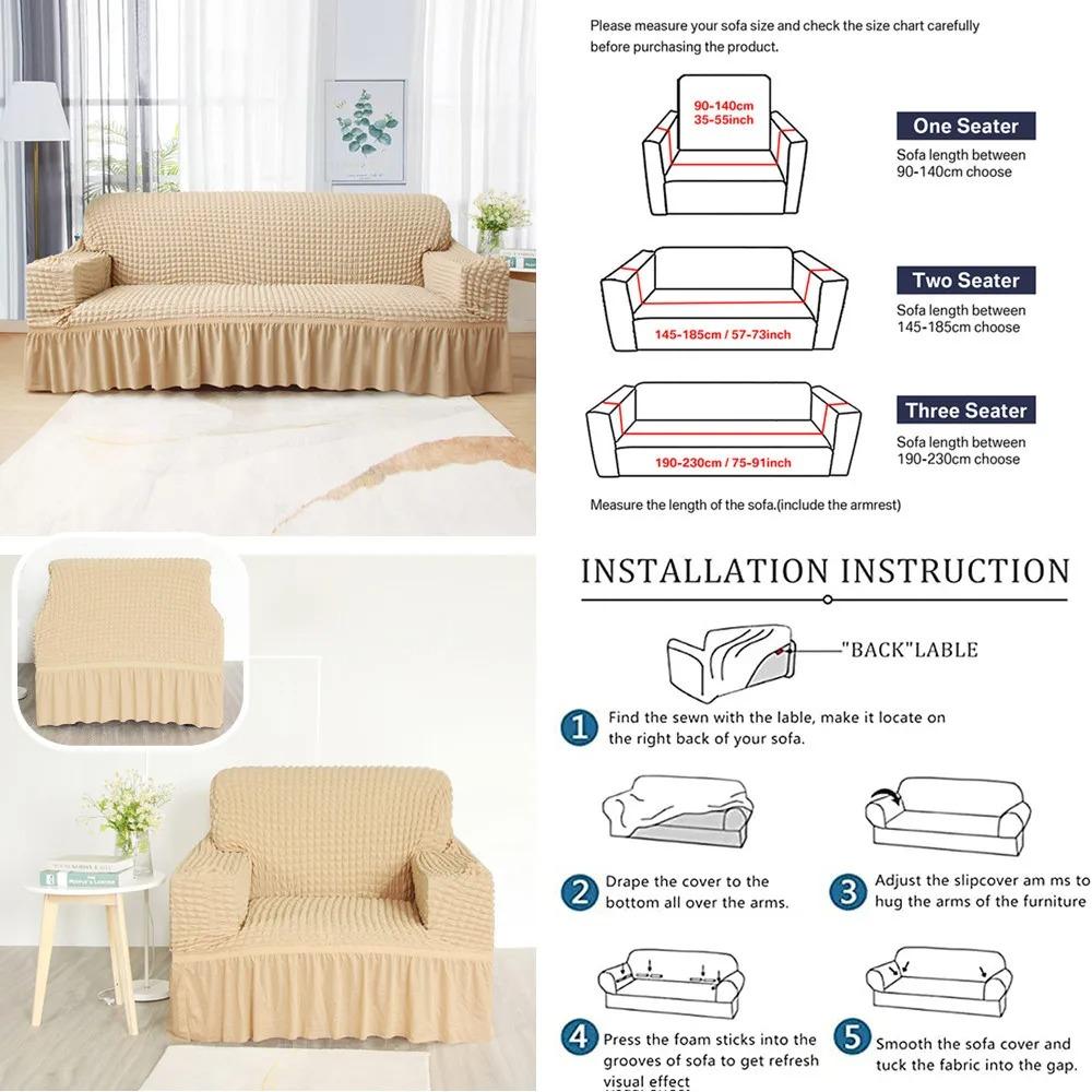 Чехол для дивана с юбкой, универсальный, легко устанавливаемый, чехол для дивана в гостиную, моющийся, прочный, растягивающийся, защитный чехол для мебели