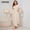 Spring and Autumn Women's Plus Size Long Sleeve Dress Temperament Waist Slim Irregular Long Dress