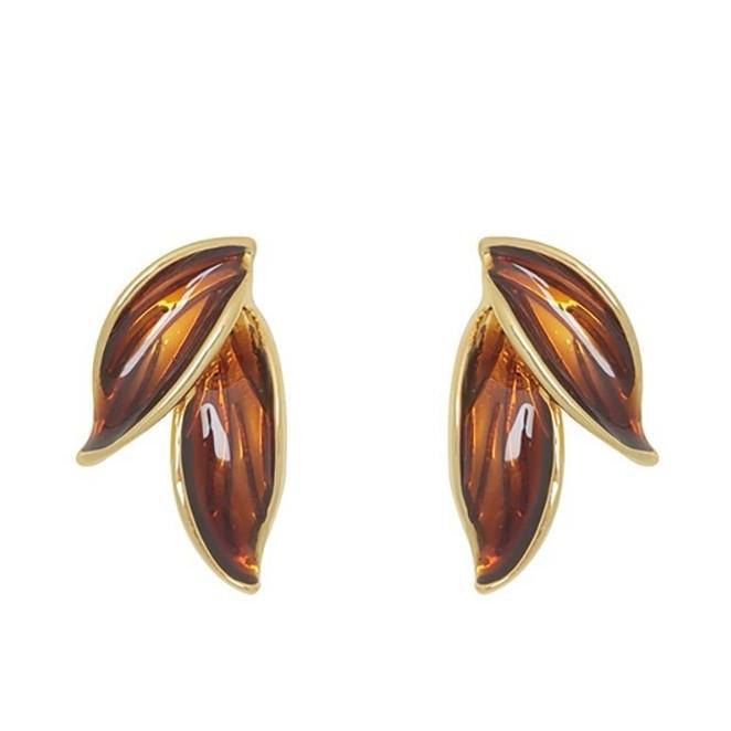 Роскошные Коричневые Серьги с Листьями для Женщин - Шикарные и Универсальные Осенне-Зимние Украшения.