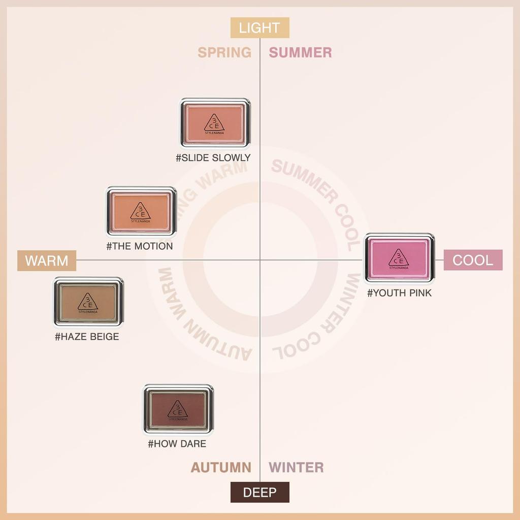 3CE New Take Face Blusher Haze Beige Пудра для щек Корейская косметика