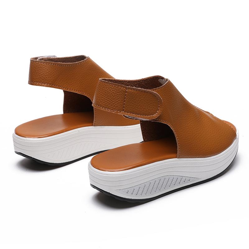 Женские босоножки на танкетке 35-43, летние новые модные однотонные женские босоножки на платформе, босоножки на высоком каблуке для девочек