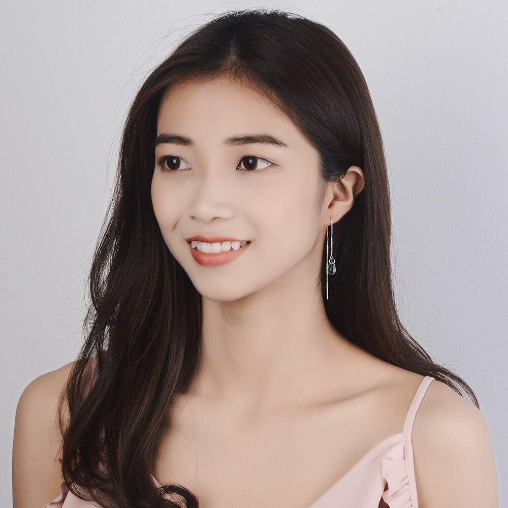 Серьги-капли из чистого серебра 925 пробы с синими кристаллами, длинные, с кисточками, висячие серьги S-E665