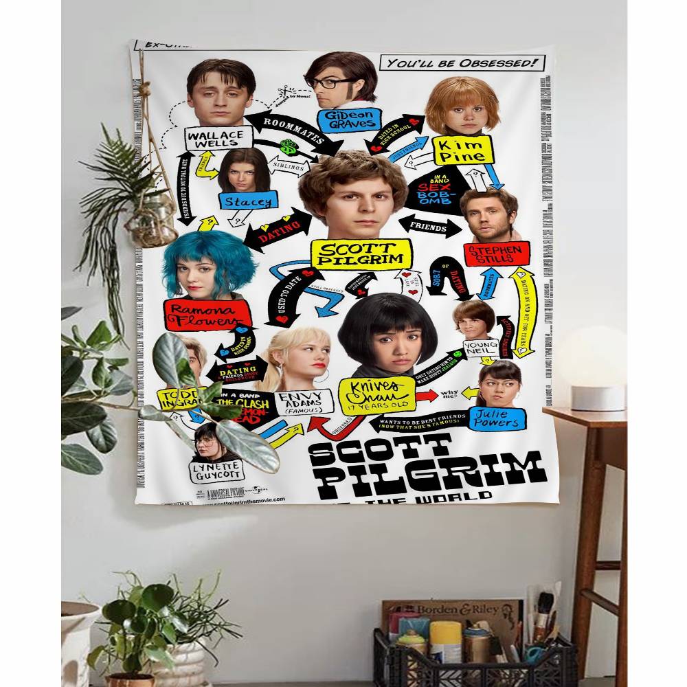 Movie Scott Pilgrim VS The World Hanging Bohemian Tapestry Hippie Wall Hanging Bohemian Wall Mandala Wall Hanging Home Decor