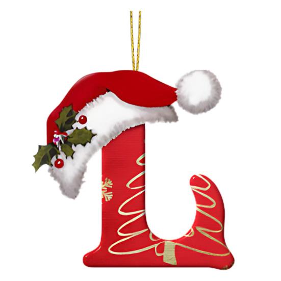 Рождественская буква подвеска акриловая 2D плоская буква подвесное украшение рождественская елка шапка Санта-Клауса буква