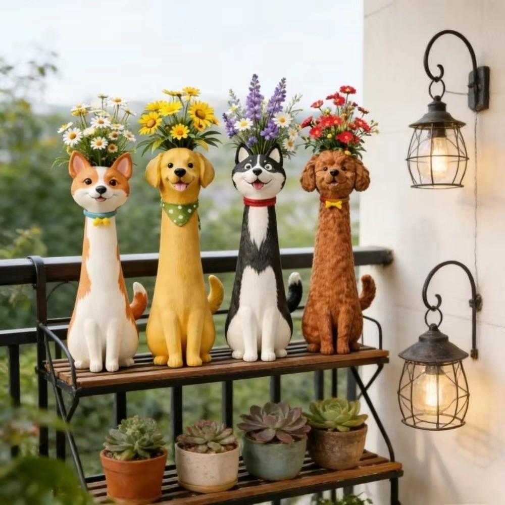 Handmade Dog Flower Vase Cartoon Animal Planter Modern Animal Flower Holder Home Decor