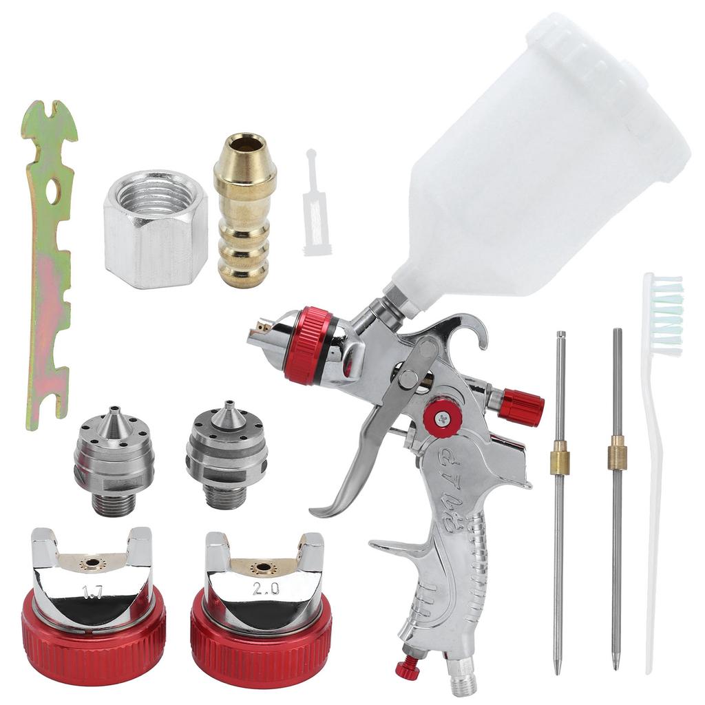 HVLP Spray Gun Manual Gravity Feed Spray Gun with 1.4/1.7/2.0mm Nozzles Paint Sprayer Kits