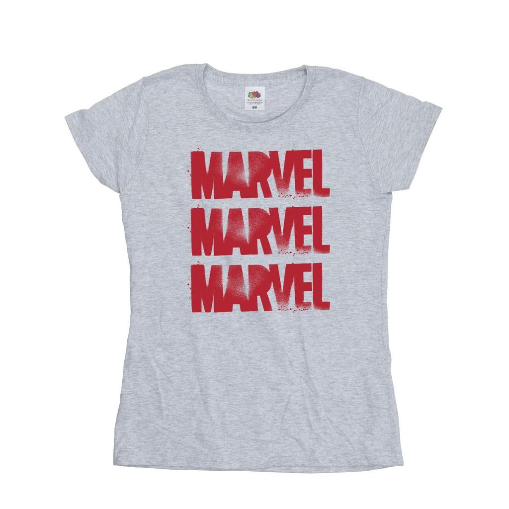Marvel Womens/Ladies Red Spray Logos Cotton T-Shirt