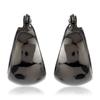 Women's Black Enamel and Silver Stud Earrings