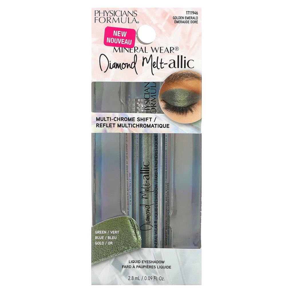 Mineral Wear, Жидкие тени для век Diamond Melt-Alic, 1711946 Золотой изумруд, 2,8 мл (0.09 жидких унций)