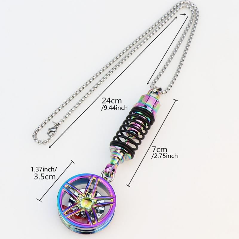 Металлическое колесо с амортизаторами, подвеска-украшение для зеркала заднего вида автомобиля, автомобильный интерьер, подвесной брелок