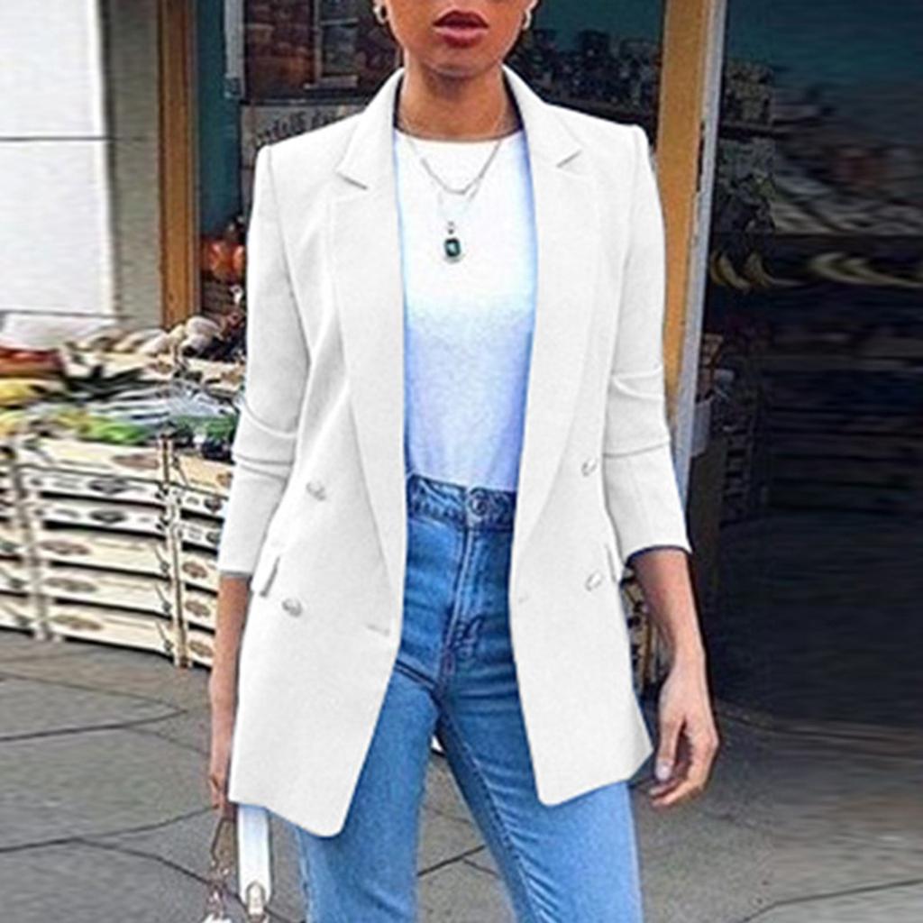 Women's Solid Colour Fashion Lapel Slim Fit Slit Pocket Cardigan Suit Coat