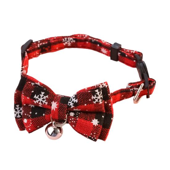 Cat Collar Bell Dress Up Plaid Christmas Element Pet Collar for Party